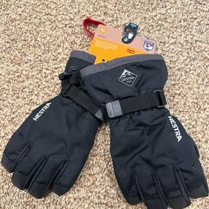 Hestra Gauntlet Czone Junior ski gloves, Black size 7 / XL.